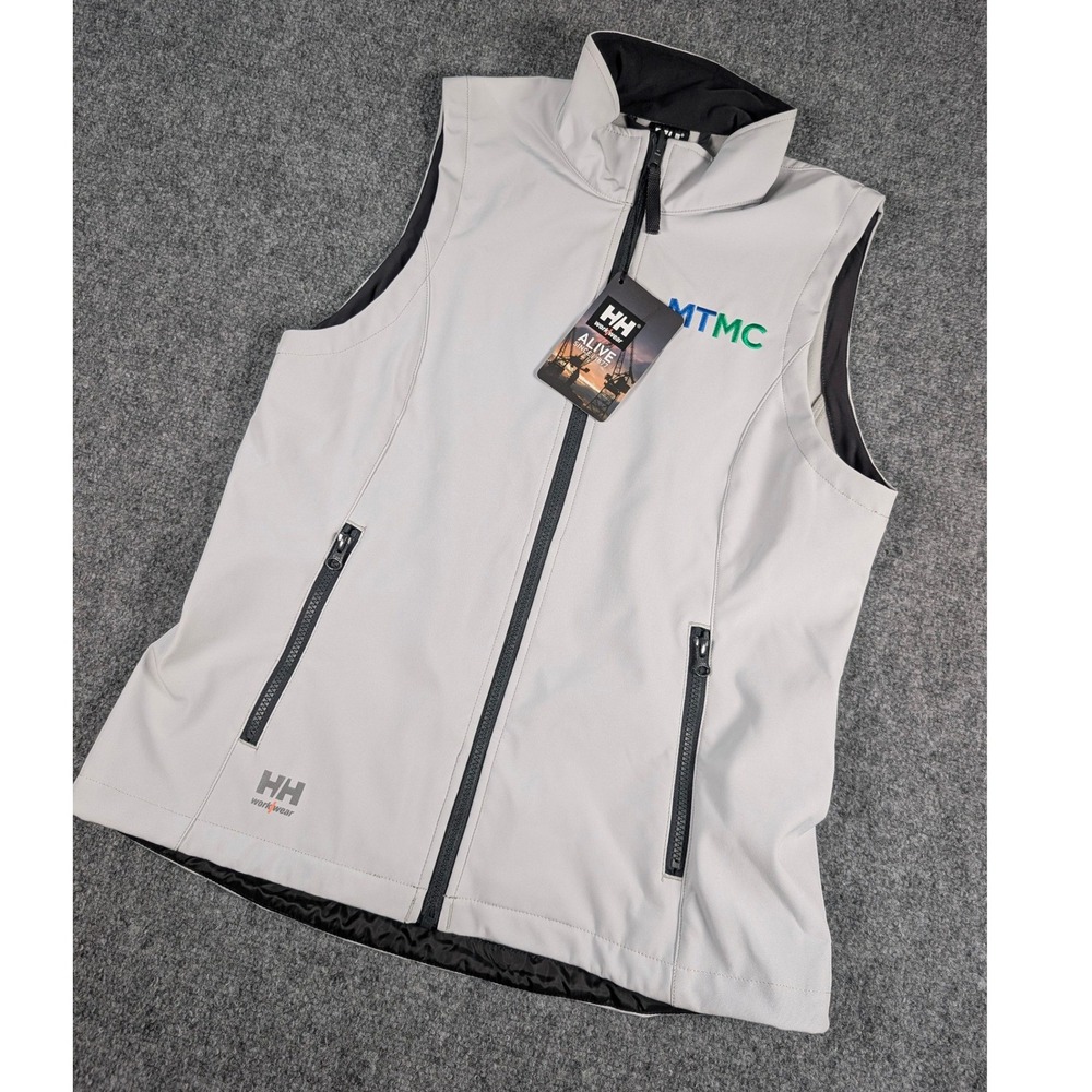 Helly Hansen Manchester 2.0 Vest Women M Grey Softshell Full Zip MTMC Logo 74242